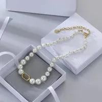 Top quality D Letter Designer Necklace Chain for Woman Lover Bracelet New Pearl Necklaces Chains Fashion High Quality Wild Personality Jewelry