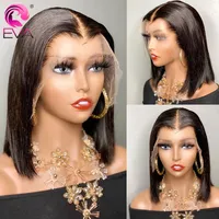 Deep part Straight Bob synthetic Wig 4X4 Lace Closure Short Wig natural soft brazilian hair Frontal Wigs