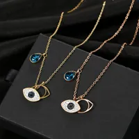 Collar colgante de moda Cristal de ojo malvado ojo chapado en cadena de oro joyería mujeres ojos azules collares accesorios navidad 9 9yd k2b