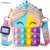 2022 Fidget Toy Purse Sensory Silicone Bubble Crossbody Handbags for Girls Women Christmas Anxiety Stress Relieve Gifts Party Favors, Unicorn Princess B0114