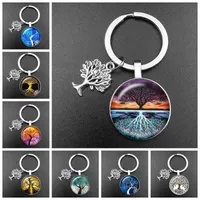 Crystal Life Art Photo Glass Pendant Keychain Tree of Family Gift Jewelry Charm Bag Souvenir Key Ring