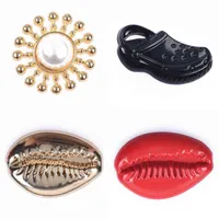 Shoes Accessories Hot Sell 1 Pcs Metal Croc Shoe Charms She Colorful Lips Decorations Bling Rhinestone Pearl Dolphin Clog 220121