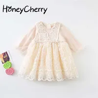 honeycherry Girls Dresses For Party And Wedding Baby's Westernized Princess Children's Long Sleeve Lacquer dress 220119