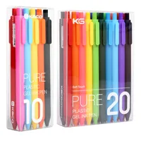 10/20 adet Kaco Saf Serisi Renkli Jel Kalem 0.5mm Renkli Dolum Kawaii Koşullu Jel Kalemler Öğrenci Çizim Yazma Y200709 Için