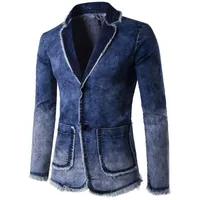 Męskie Garnitury Blazers Hurtownie- 2021 Marka Blazer Mężczyźni Casual Moda Bawełna Vintage Kurtka Kurtka Mężczyzna Blue Coat Denim Duży Rozmiar Dżinsy Sell1