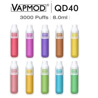 100% Original VAPMOD QD40 Disposable E-cigarettes Device Kit 3000 Puffs 1250mAh Battery 8ml Prefilled Mesh Coil Cartridge Pod Stick Vape Pen VS Bar Plus a19