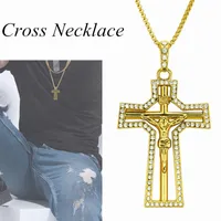 Mode Hip Hop Mannen Religieuze Sieraden Hollow Jesus Hanger Cross Necklace