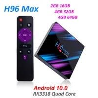 Android 10 H96 MAX RK3318 TV BOX 2.4G / 5G Double bande WiFi Bluetooth 4.0 H96MAX 2G / 4G 16G / 32G / 64G 4K HDR mini boîte à LED