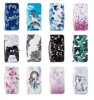 Printed Wallet Flip Stand PU leather Cases for Samsung S22 PLUS A13 A33 A53 M52 5G Cartoon cat marble butterfly flower Cover