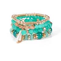 Fashion Handmade Bohemian Tassel Bracelets Jewelry Boho Stackable Multilayer Bead Bracelet Set