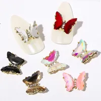 Butterfly Nail Art Decoração Japão estilo liga liga lantejoulas com gema falsa diamante rebites para pregos