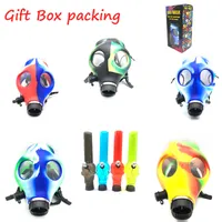 Stock in US-Silikon-Gas-Maske-Bong mit Acryl-Tube-Raucher-Accessoires-Hukahn-DAB-Rigs Shisha-freie DHL-Geschenk-Silikon-Gas-Maske-Großhandel