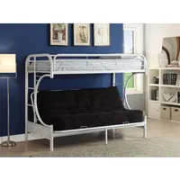 US Stock Bedroom Furniture Bunk Bed (Twin Full Futon) in White 02091WH a15207C