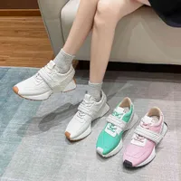 2022 new daddy shoes women's fashionable and handsome Forrest Gump leather casual color matching thick soled sneakers