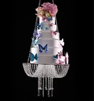 18-calowy Clear Crystal Chandelier Styl Drape Zawieszone Swing Cake Stand Round Wiszące Ciasto Stojak Wedding Centrepiece