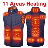 Inverno 11 Áreas Áreas Aquecidas Camuflagem Vest Homens Manter Quente USB Aquecimento Elétrico Jaqueta Cainha Térmica Caça Ao Ar Livre 211223