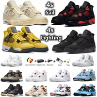 4 4s Men Women BasketBall Shoes Sneaker Black Cat Red Thunder White Oreo UNC Blue Sail Metallic Pure Money Lightning Wild Things Mens Trainers Sports Sneakers With Box