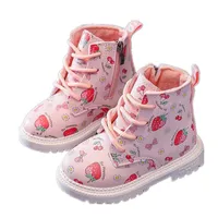 Kids Designer Boots Baby Girls Toddler Warm Winter Shoes With Soft Nap Inner Children Fashion Strawberry Chaussures Pour Enfants