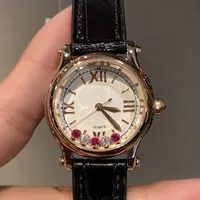 Nouvelle mode Top Quality Woman Classic Design Montres Bracelet Happy Diamonds Lady Sports Wristwatch Genue en cuir Montres de Luxe Reloj
