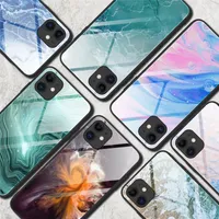 Marbling Pattern Glass Case voor iPhone 12 Mini 11 Pro Max Phone Case Cover voor iPhone XR XS MAX 7 8PLUS Shockproof Cases