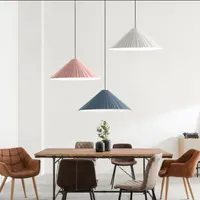 Yaratıcı Tek Kafa Reçine Macaron Renk Sarkıt Nordic Basit Pembe Restoran Dekor LED E27 Aydınlatma Konik Dalgalanma Tasarım