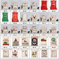 39 Styles Christmas Gift Bags Groß Bio Schwere Leinentasche Sankt Sack Tragetasche mit Rentieren Weihnachtsmann-Sack-Beutel für erwachsene Kinder