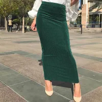 2021 Spring Summer Skirt High Waist Muslim Tight Bodycon Sheath Long Women Solid Stretchy Pencil S Streetwear Q0119