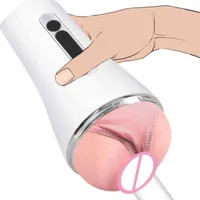 Automatic 10 Speed Vibrating Male Masturbator Intelligent Voice Vagina Hands Free Electric Dual Holes Pussy And Anal