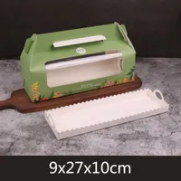 Bakken Cake Roll Packaging Draagbare Westerse Cake Cheese Box Mousse Lange Cakebroodje Gouden Stempelen Doos Baby Show Deel Y0525