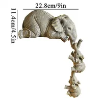 3 adet fil anne asılı 2 bebek kawaii şanslı dekorasyon heykeli figürinler reçine el sanatları ev oturma odası decorationsa02