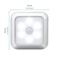 Batteria alimentata 6 LED Sensore quadrato Sensore di movimento Luci notturne Induzione PIR sotto Cabinet Lamp Lampada Armadio per scale Cucina