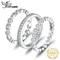 JewelryPalace 925 Sterling Silver Ring, Cubic Zirconia Stapelbare Ring Set, Wedding Band Rings Gesimuleerde Diamond Ringen voor Dames 220223