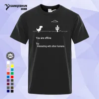 YUANQISHUN You Are Offline T-shirt Funny Dinosaur Print T Shirt Hot Selling Casual 17 Colors Summer Cotton Tee Men Dino Tshirt 1183-U