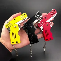New arrive Miniature Full metal foldable rubber band pistol toy keychain easy to carry gun toy keychain gift toy keychai Surprise Gift