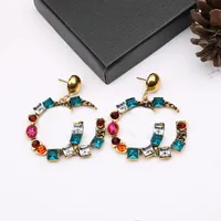 다채로운 클래식 편지 귀걸이 사각형 라인 석 귀걸이 패션 힙합 귀걸이 파티 웨딩 액세서리 귀걸이 선물