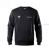 Jesień Solid Color Z Długim Rękawem Tesla Pullover Bluza dla mężczyzn Moda Okrągły Steel Swetover