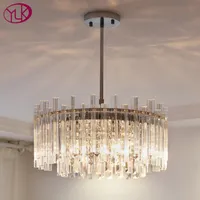 Lampadari lampadario di cristallo moderno per soggiorno camera da letto rotonda lampada appesa a un arredamento per casa cromata di lusso lampada cristal
