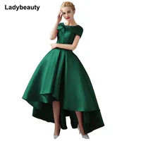 비대칭 볼 가운 이브닝 드레스 플러스 크기의 고급 무도회 공식적인 드레스 짧은 슬리브 로브 드로비 20114