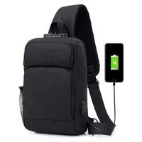새로운 남성 가슴 가방 USB 충전 안티 도난 방지 비밀번호 잠금 대용량 어깨 크로스 바디 가방 비즈니스 캐주얼 여행 가방