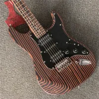 2020 Högkvalitativ 6 String Electric Guitar, Zebra Wood Body and Neck Golden Hardware Guitar Electric Guitars Guitarra