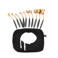 10 parçalı makyaj fırçası setleri gül altın fondöten bb toz allık fırçaları tasarımcı güzellik araçları siyah kozmetik çanta