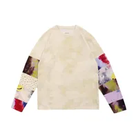 Mejor calidad Tie Dye Patchwork Kapital camisetas Hombres Mujeres Manga Larga Camiseta Tops TEE X1227