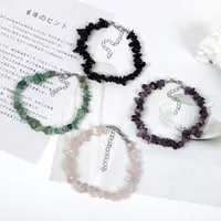 Irregular Natural Crystals Stone Bracelet Gem Beads Jewelry Multicolor Adjustable Gravel Strand Bracelets For Women Men Gift
