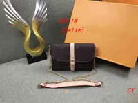 WF Top Original Hight Quality Bags luxury designer Womens Genuine Leather Brown Flower Printing Chains Handbag Shoulder favorite Crossboday purse mm Messenger Bag