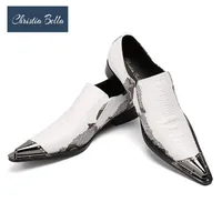 CHRISTIA BELLA PLUENTE TAMAÑO HOMBRES PISOS OXFORDS MARCA DE NEGOCIOS DE MARCA POSITIVO Zapatos de vestir de moda de moda blanca de cuero genuino para 220106