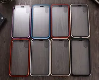 Caso de telefone de metal de adsorção magnética para iPhone 11 12 Pro XR XS Máx X Cobertura completa Quadro de liga de alumínio com vidro temperado