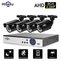 Комплекты беспроводной камеры Hiseeu CCTV Система 4шт 4 шт. 4mp Открытый Подогодимозащитный Безопасность 8ч DVR День / Ночь DIY Видеонаблюдение Kit1