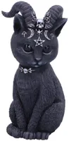 Statue de chat, résine, noir et argent, 11 cm