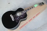 Env￭o de la tienda personalizada nueva llegada Spruce Negro SJ200 6 cuerdas Guitarra ac￺stica con pastillas para pescadores