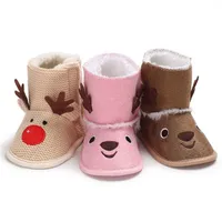 İlk Walkers 2021 Kış Kar Pamuk Kumaş Hayvan Bebek Beşik Ayakkabı Sevimli Deerwarm Kapalı Yumuşak Taban Born Toddler Shoes1